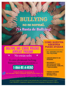 Bullying and School Violence Advocacy Program Info sheet in Spansih
